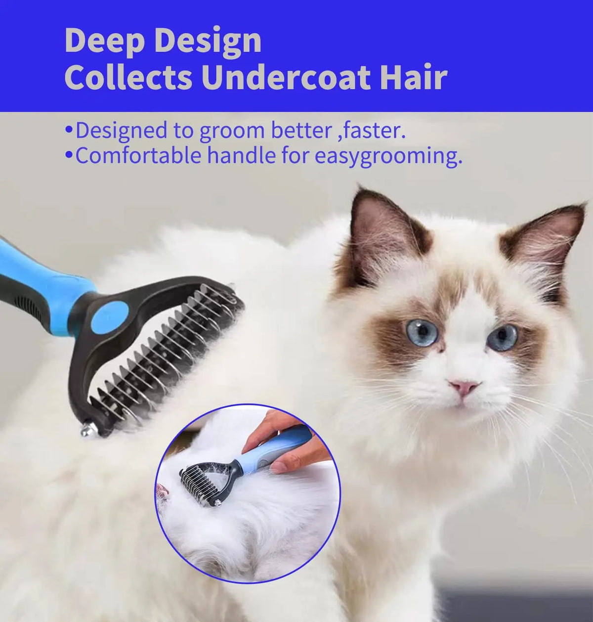 Professional Pet Deshedding Brush Dog Hair Remover Pet Fur Knot Cutter Puppy